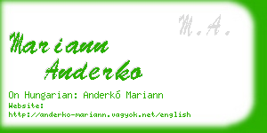 mariann anderko business card